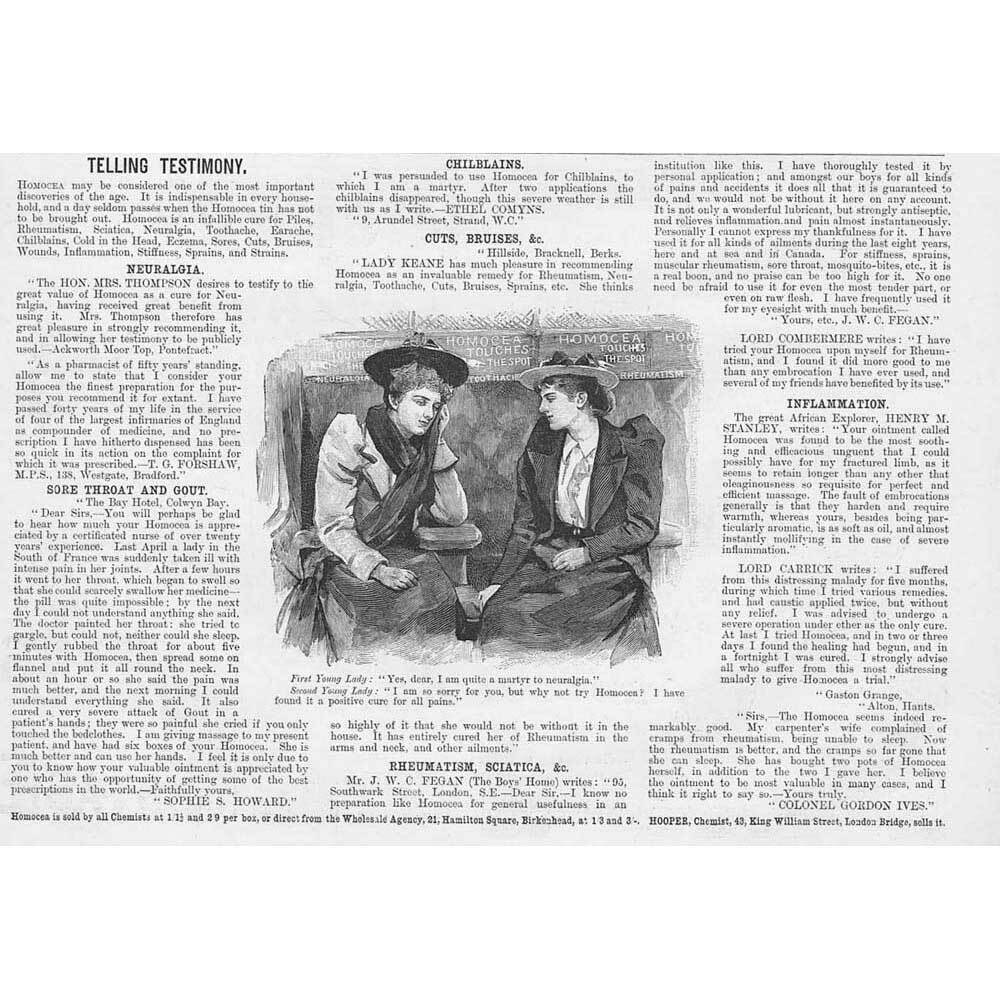 HOMOCEA Customer Testimonials Victorian Advertisement 1895-image