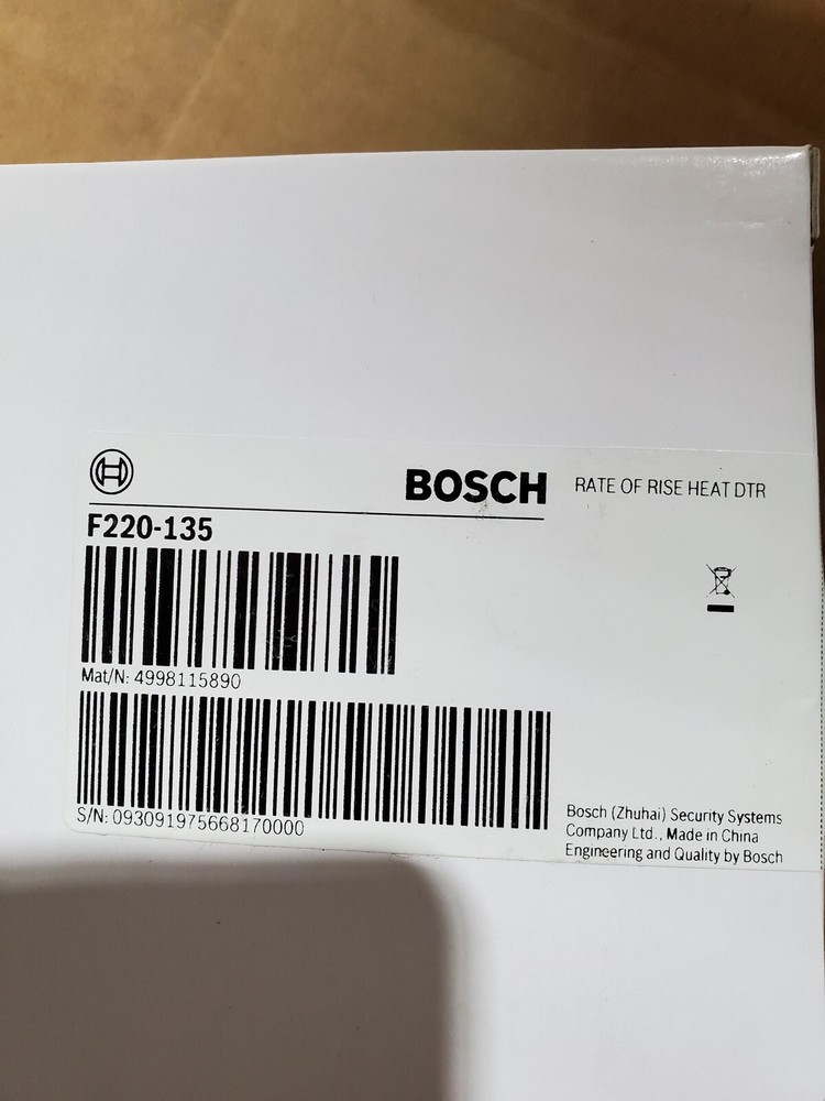 BOSCH SECURITY SYSTEMS | F220-135 Electronic Rate-of-Rise/Fixed Temperature (+13