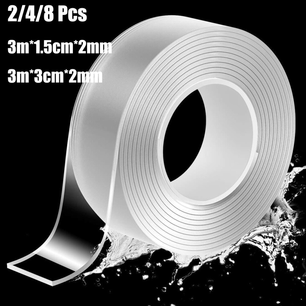 2-8PC Tape Double Sided Adhesive Removable Heavy Duty Invisible Mounting Nano 3m