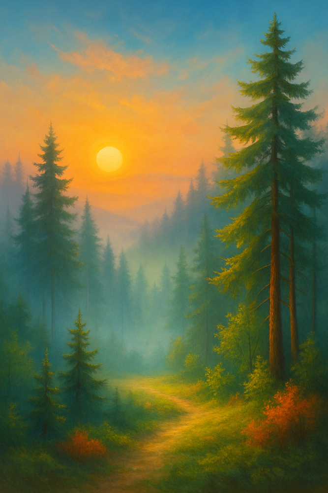 AI Art Sunset Scenery Digital Wallpaper for Desktop Background-image