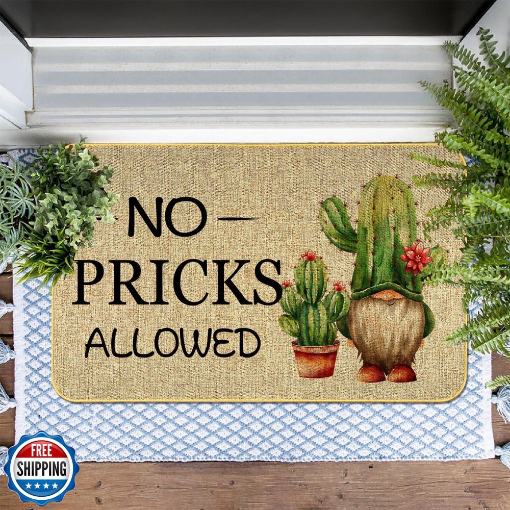 No Picks Allowed Cactus Gnome Welcome to My Home Door Mat for Shoes by Door F