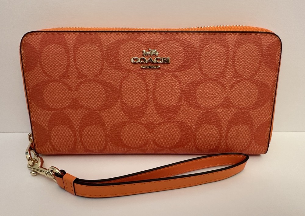 COACH Orange Zip Wristlet Wallet Vintage Pre-Owned