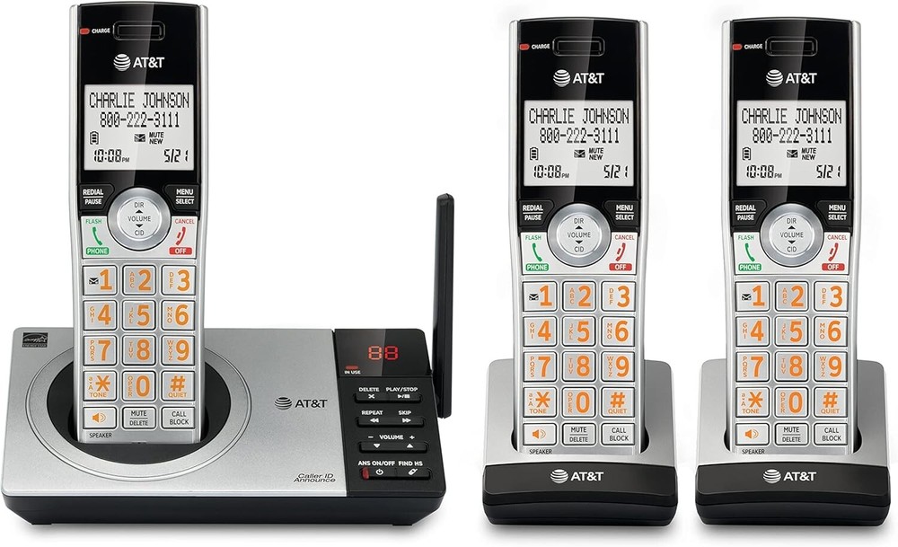 AT&T DECT 6.0 Expandable Cordless Phone Answering System Call Block 3 Handsets