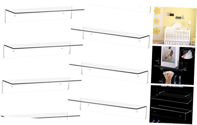 8 Pieces Acrylic Floating Shelf, Invisible Wall 12 x 4 x 2 Inches Clear