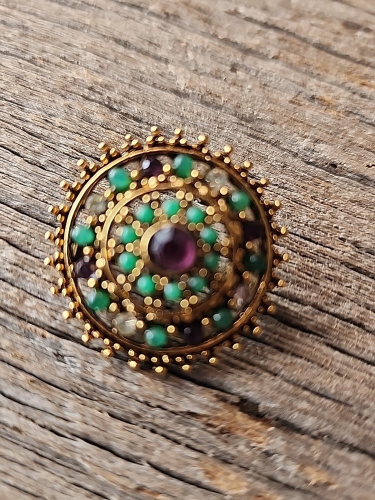 VIntage Signed ART Rhinestone & SeedBrooch, Antiqued Goldtone Metal Arthurpepper