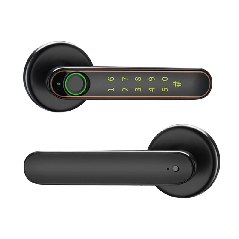 Smart Fingerprint Door Lock with Keypad, USB Rechargeable, Key & Password Access-image