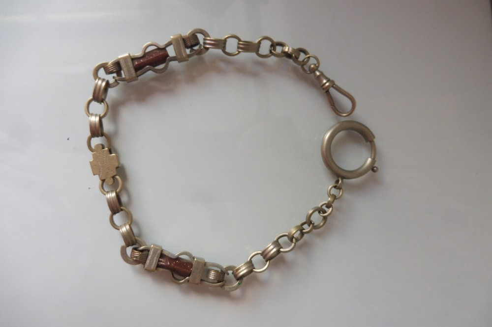 Vintage watch chain with two embedded gemstones