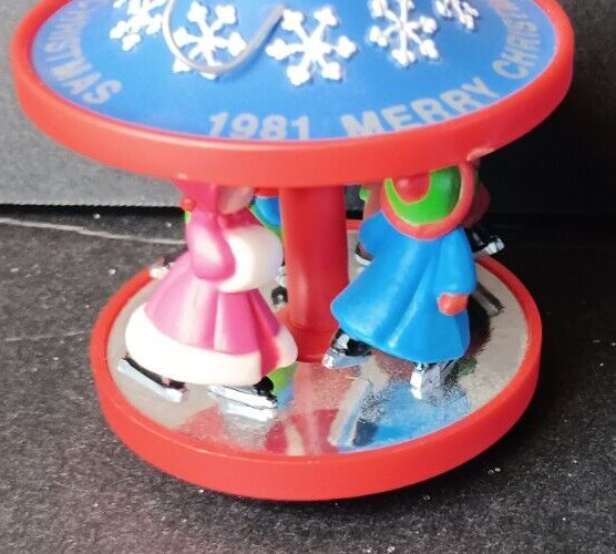 Vintage Hallmark Skaters Carousel Christmas Ornament, in Box, 1981 Winter