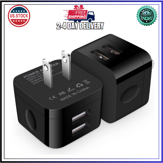 USB Wall Charger,Usb Plug,2Pack Flat USB Charger Block Charging Low Profile USB