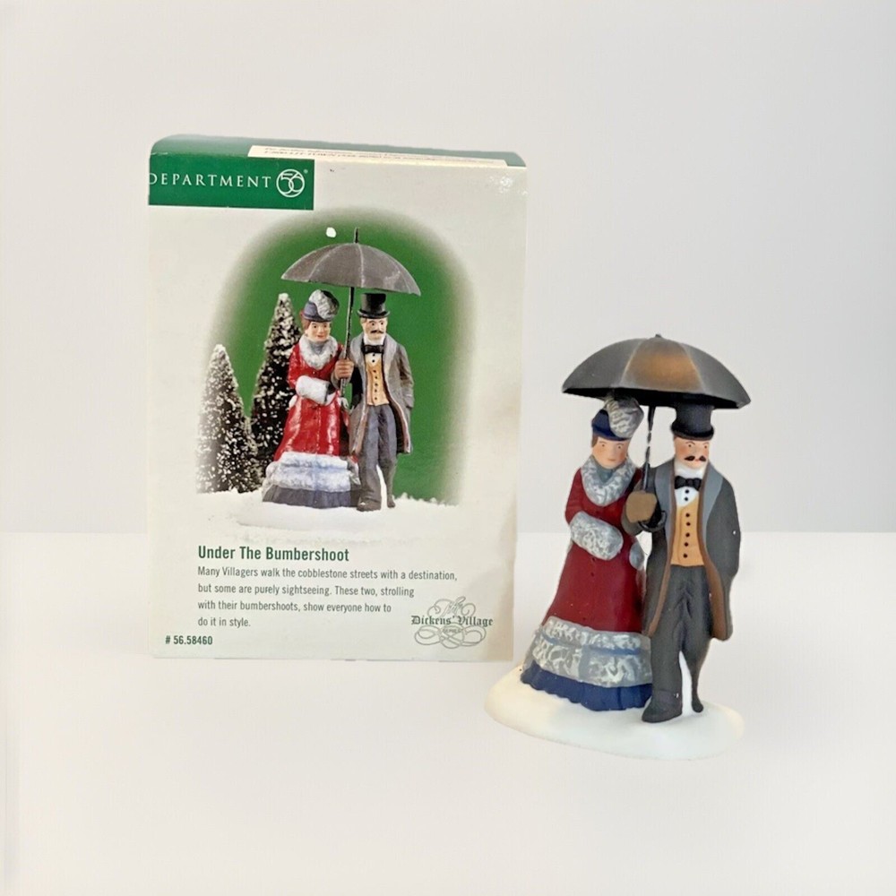 DEPT 56 Dickens Village Under the Bumbershoot Couple with Umbrella Accessory 58460  