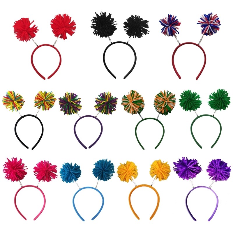 Adult Rainbow Pompoms Hairband Live Broadcast Hairband Festival Headband