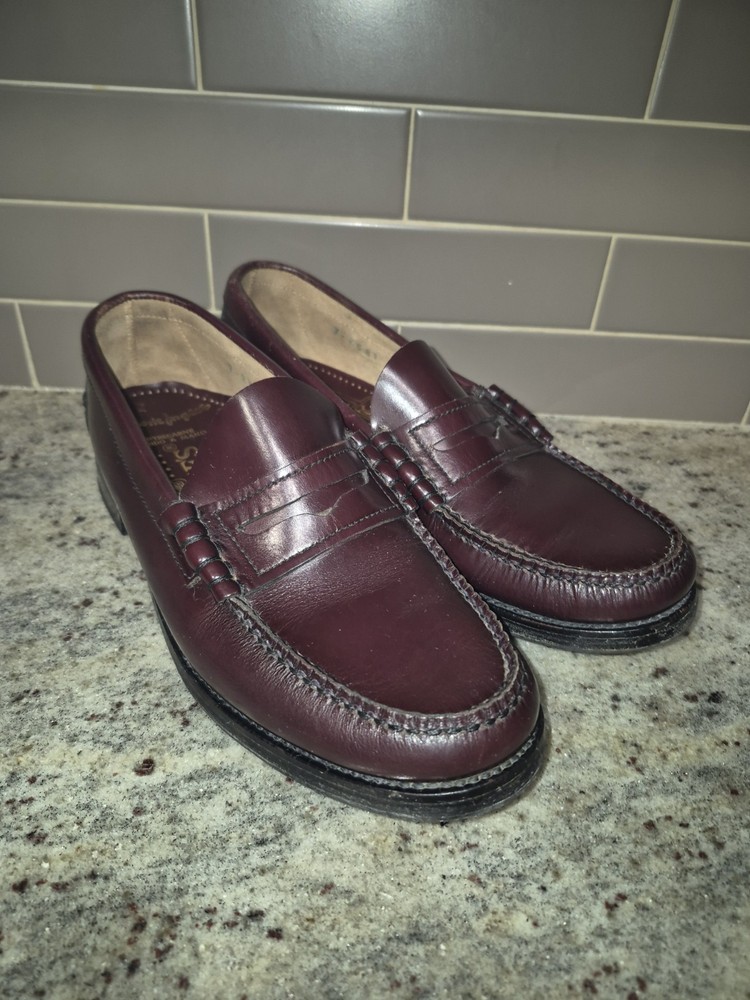 George Handsewn Penny Loafers Burgundy Leather USA Made Mens Dress Shoes