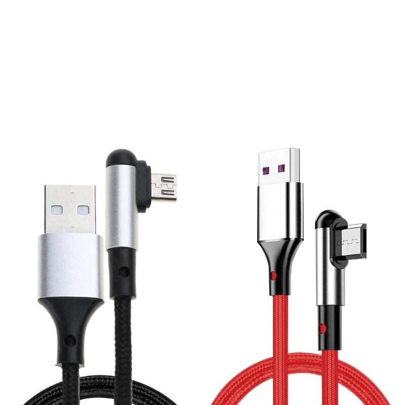 Elbow Data Cable USB Male to Micro USB Male Nylon Braided Phones Charging Cord