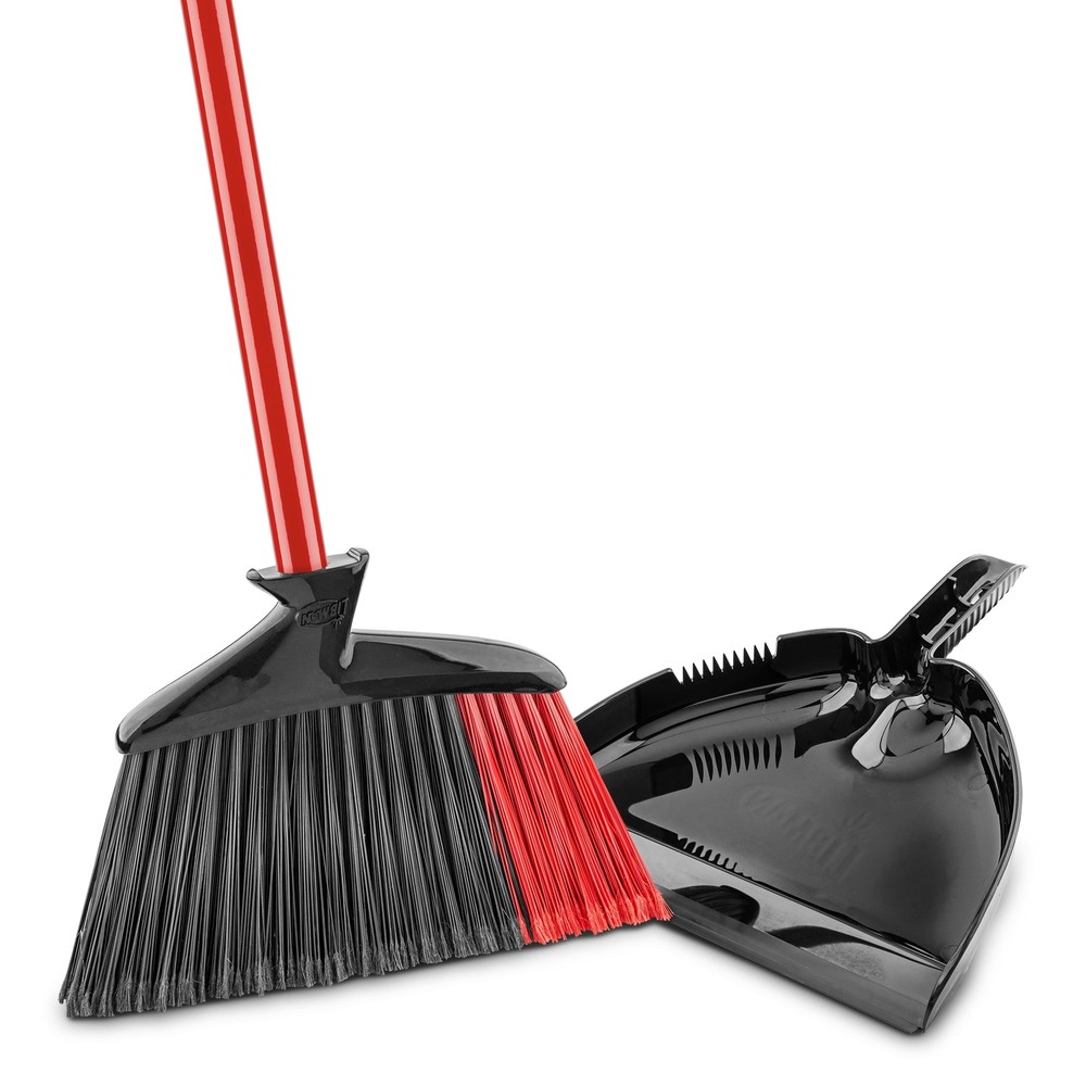 Slim High-Power 14in Steel Handle Broom with Dustpan for Efficient Cleaning and Sweeping