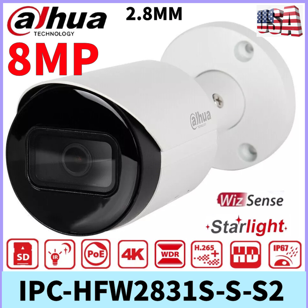 Dahua IPC-HFW2831S-S-S2 8MP Lite IR Fixed-focal PoE Starlight IP Bullet Camera
