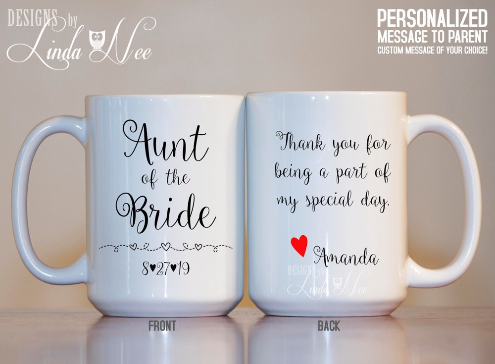 Aunt Of The Bride Mug Personalized Aunt Wedding Mug Wedding Thank You Gift For