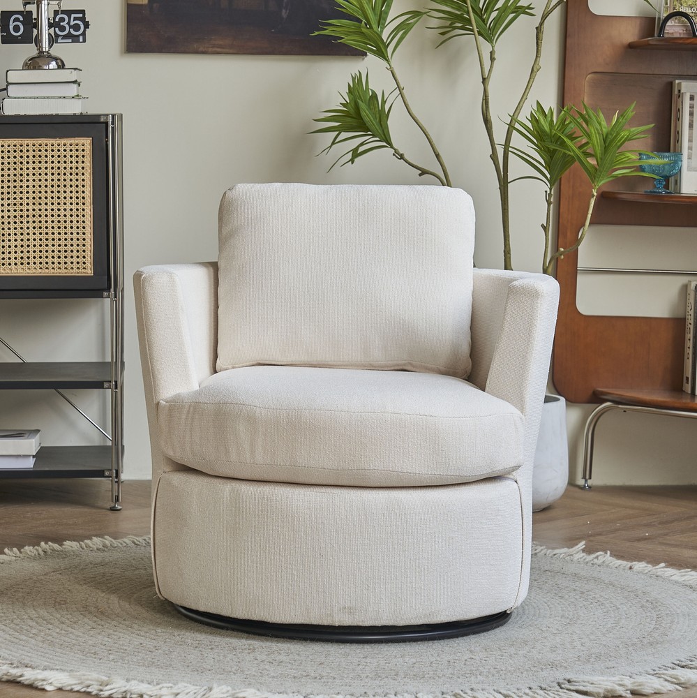 360-Degree Swivel Barrel Accent Chair for Living Room & Lounge, Stylish Round Seating