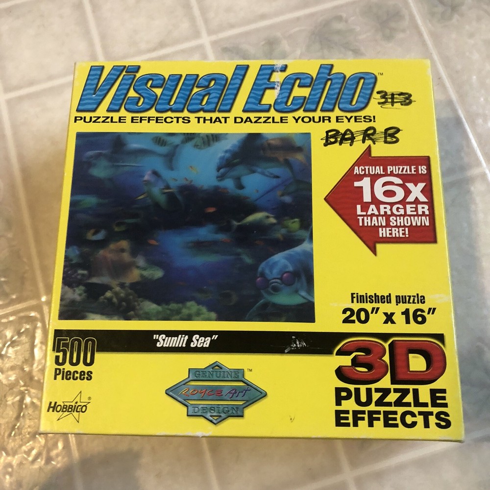 Visual Echo SUNLIT SEA 3D Effect Puzzle Hobbico Tropical Fish Dolphins Complete-image