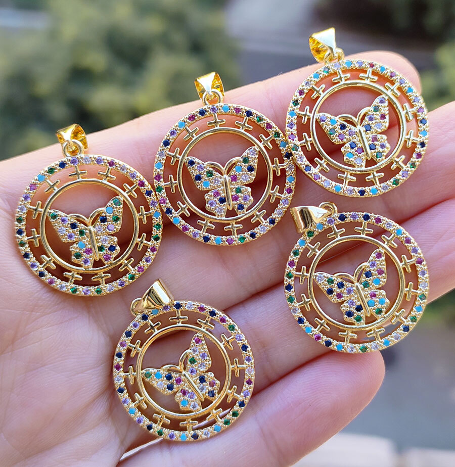 10pcs Metal Crystal Butterfly Pendants Magic Reiki Healing Amulet Fashion