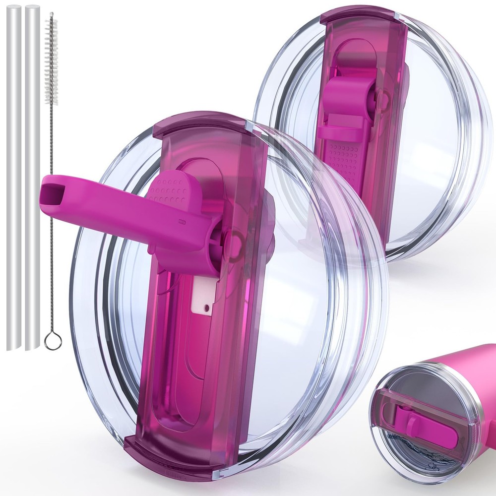 2-Pack Spill-Proof Flip Straw Lids for 30oz Stanley Cup Replacement