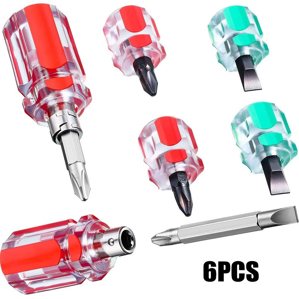 Compact 2-in-1 Mini Screwdriver Set with Interchangeable Bits & Short Handle