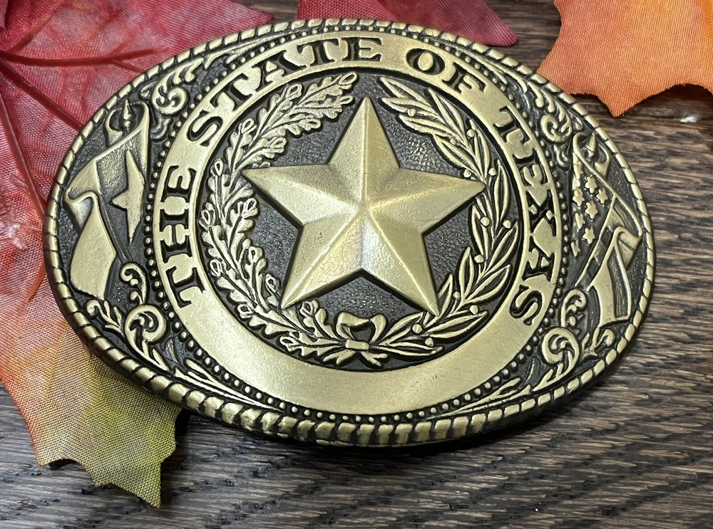 Vintage The Great State of Texas Lone Star Western Belt Buckle 3.75” X 2.75”