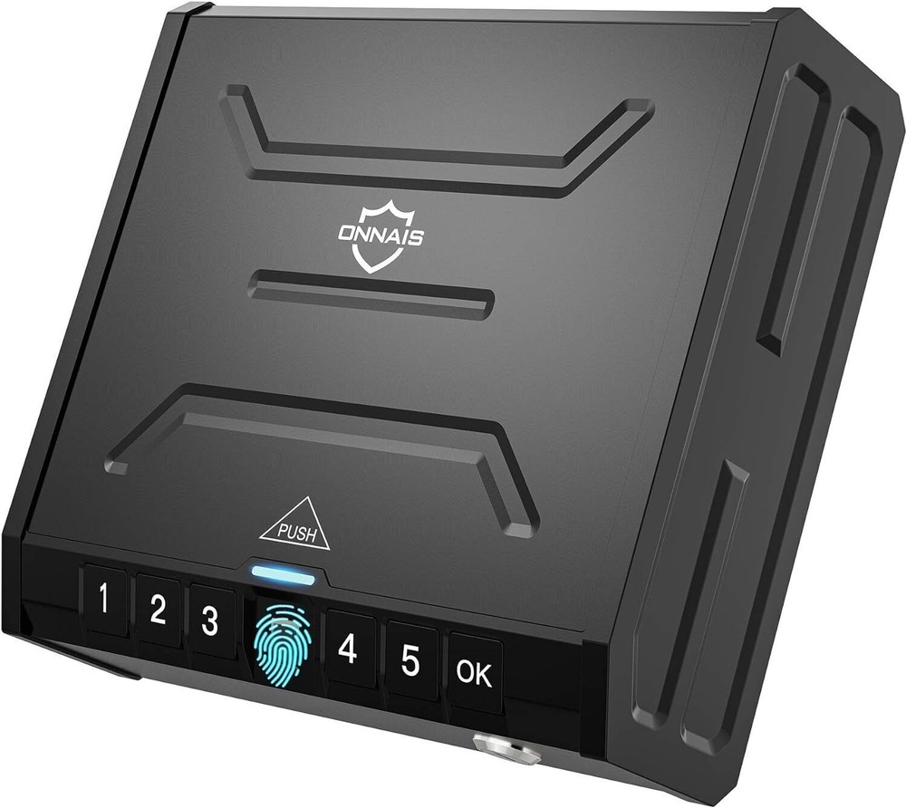 Biometric Gun Safe for Pistols Handgun w/ Fingerprint Lock or Key Pad Home Car-image