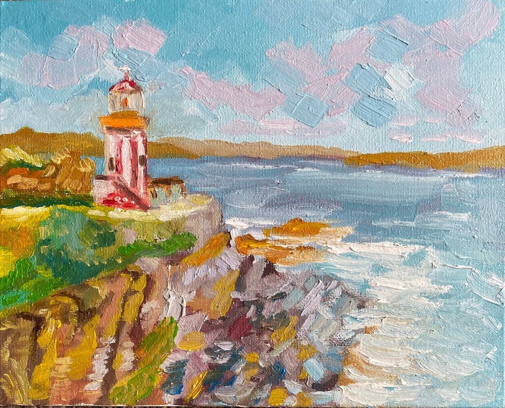 Eye-catching Oil painting. Lighthouse. Original. Impressionist Seascape Wall Art