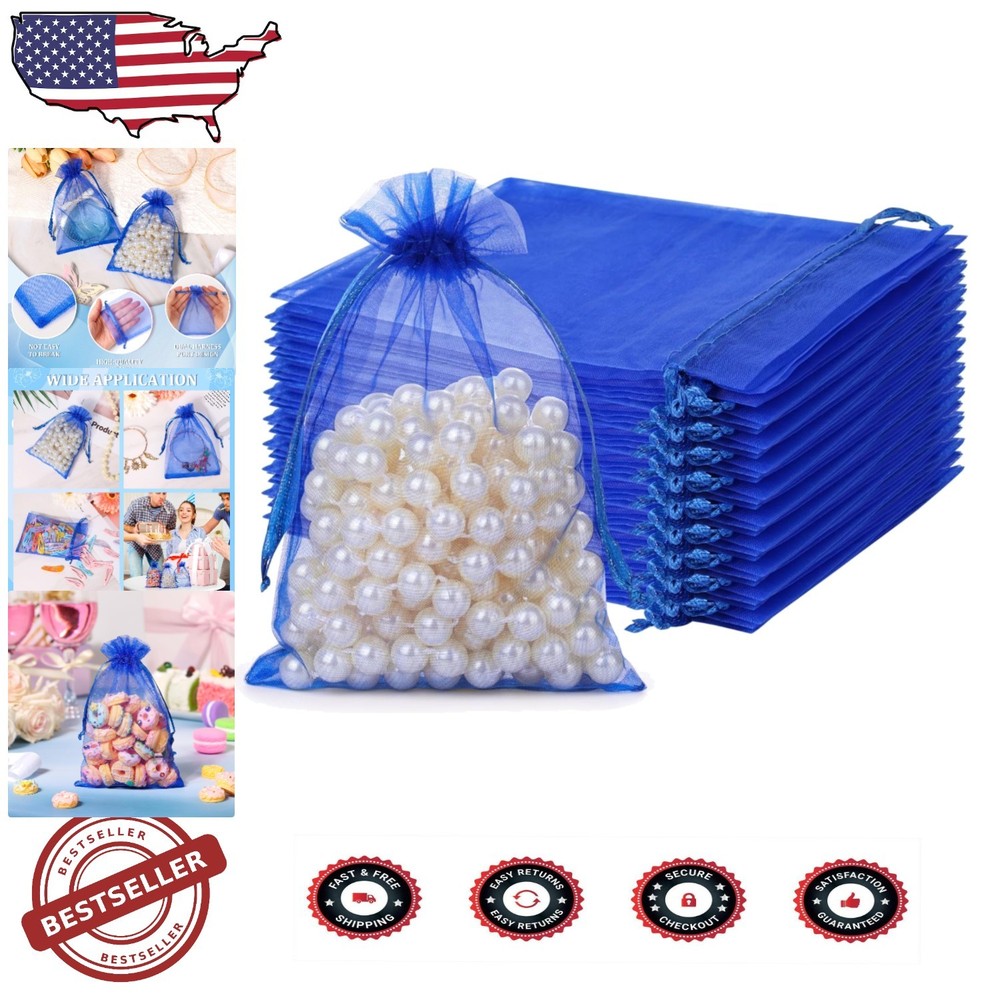 4x4.72 Inch 100-Pack Organza Drawstring Gift Bags for Elegant Favors