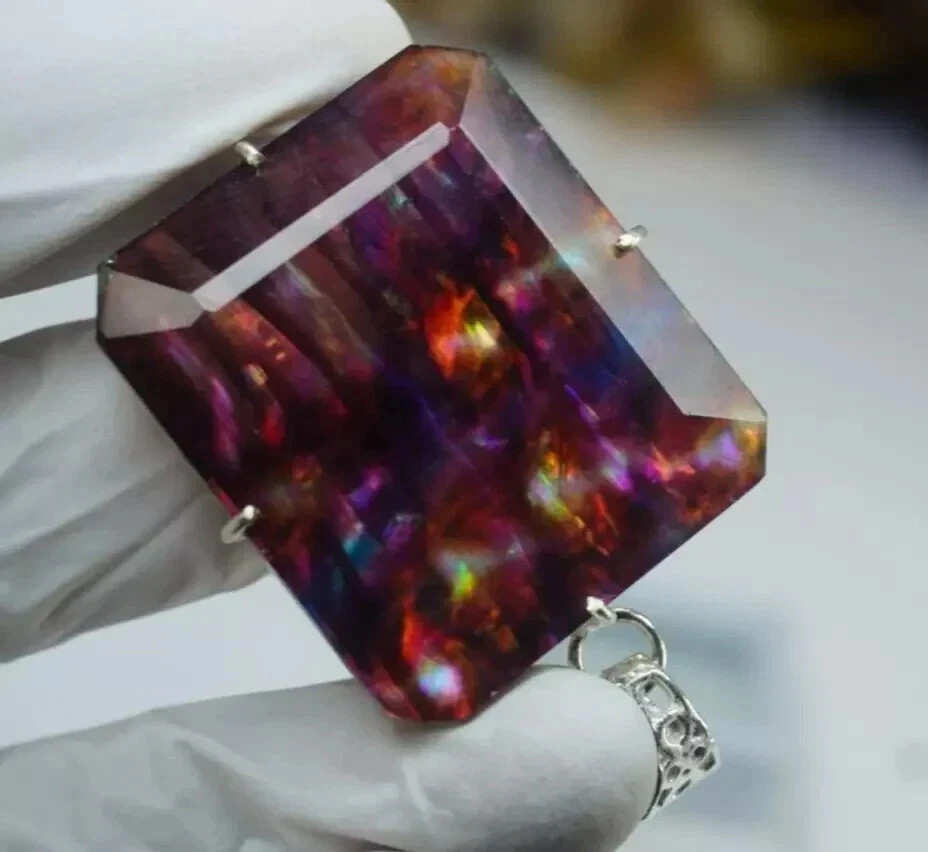 84.75 Ct Natural Ammolite 925 Solid Silver Rainbow PENDANT Certified Gemstone