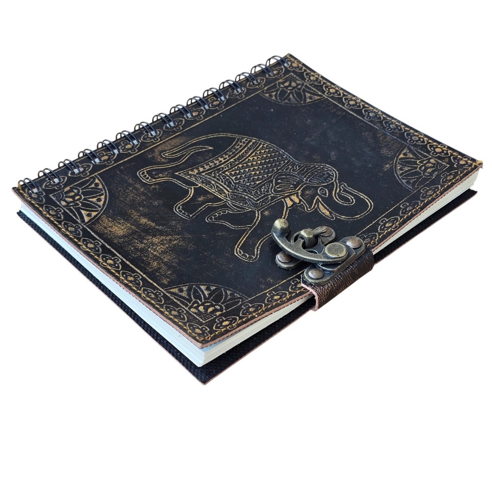 Premium 100-Page Spiral Bound Leather Journal with Metal Closure
