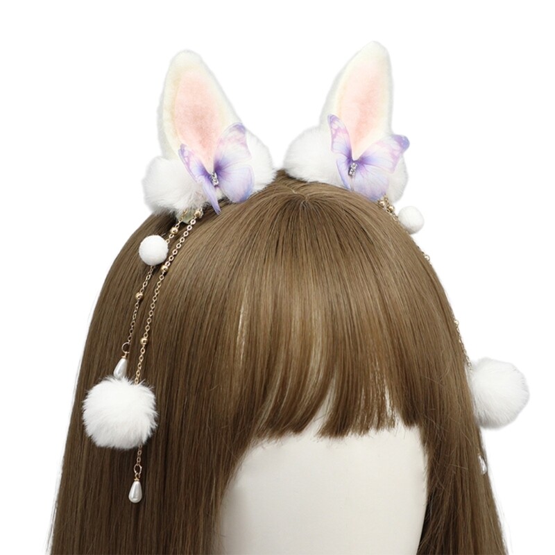 Rabbit Ear Flower Hair Clip Antislip Styling Costume Accessory