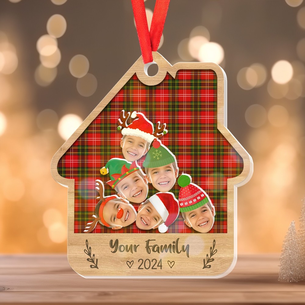 Custom Family Shaker Ornament with Personalized Photo Faces-image