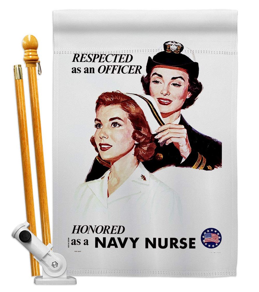 Honor Navy Nurse House Flag Set Armed Forces USN Seabee United State American...