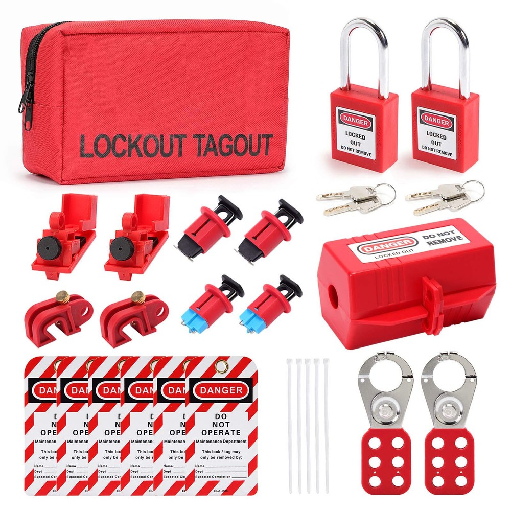 Breaker Lockout Tagout Kit Electrical - Loto Safty Padlock Set Loto Tags Lock...