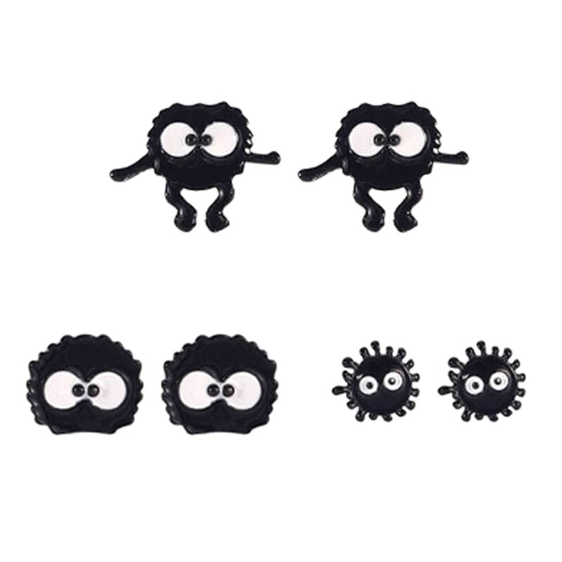 3 Pairs Coal Ball Ear Pins Stylish Fashion Accessories for Women