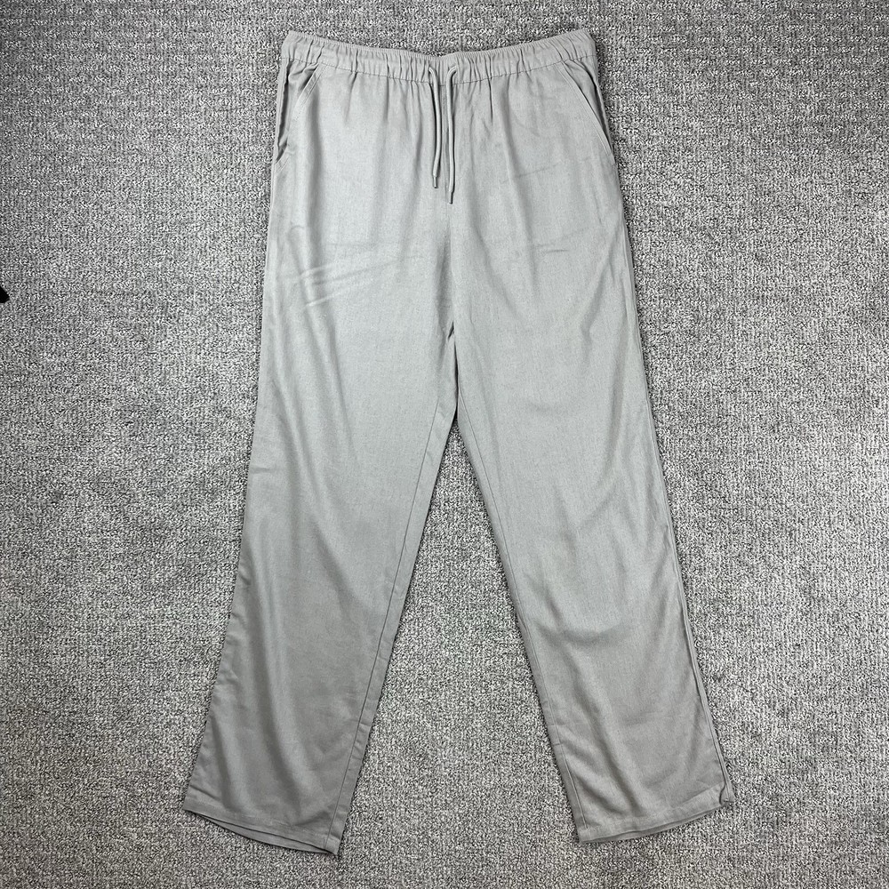 ASOS Mens Extra Large Straight Fit Linen Blend Pants in Coastal Gray for Travel and Beach