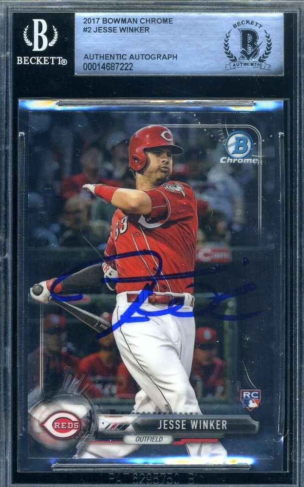 Jesse Winker Beckett Signed 2017 Bowman Chrome Autograph
