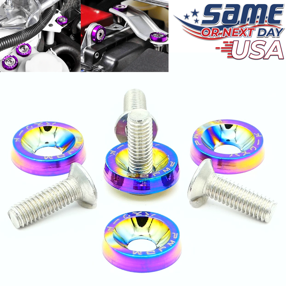 JDM Chrome Aluminum Fender Washers 10-Pc Engine Bolt Dress Up Kit Made in USA-image