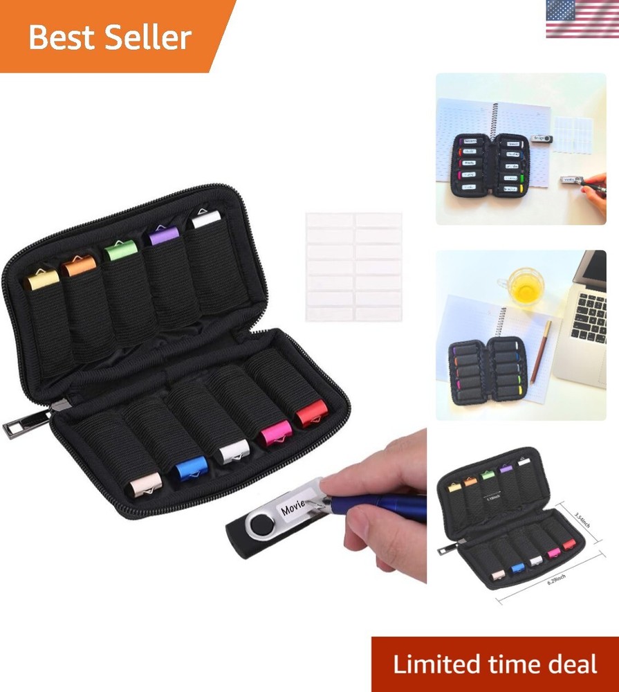 Durable Neoprene USB Drive Organizer with 10 Elastic Slots - Travel Friendly