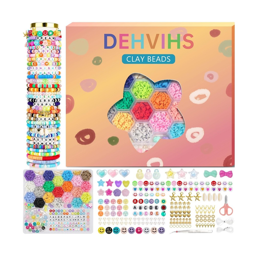 DEHVIHS Clay Beads Kit, 6000PCS Friendship Bracelet Making Kit, 21 Colors wit...