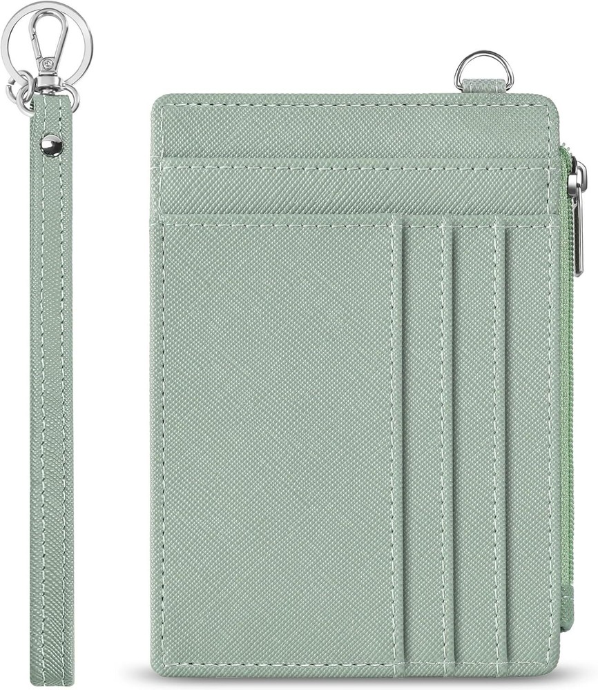 Slim RFID Leather Wristlet Wallet for Women with Keychain-image