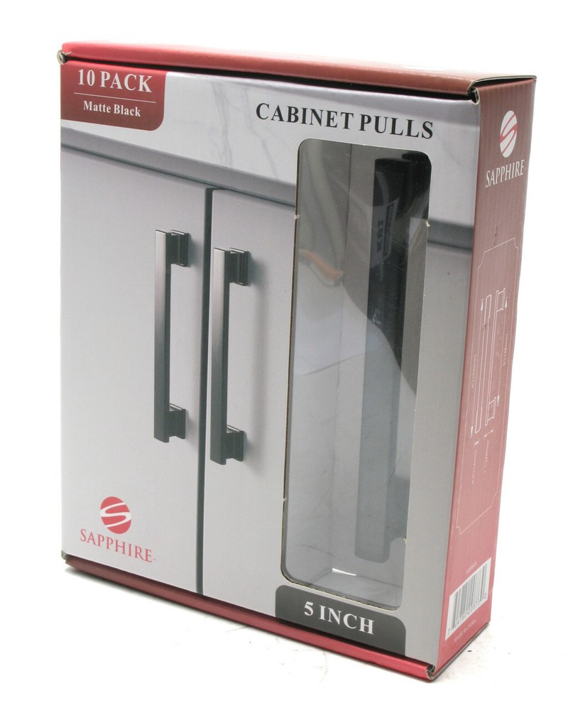Sapphire Hexa Series Modern 5-inch Center-to-Center Cabinet Pulls, Black, 10pk