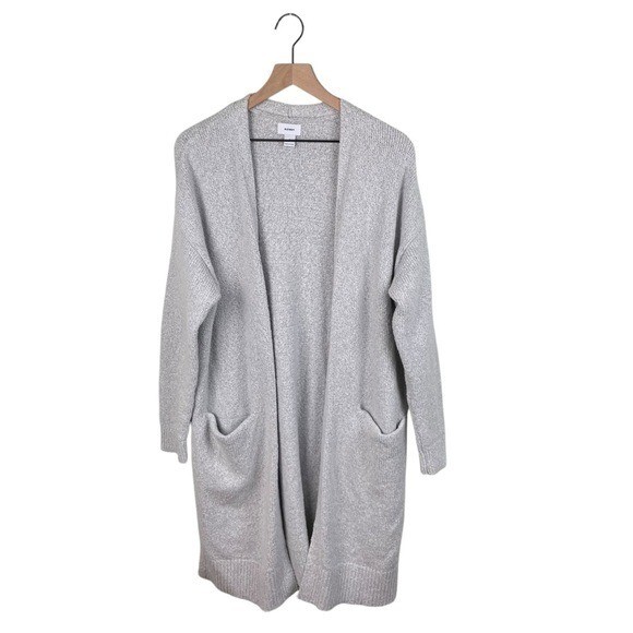 Old Navy Super Long Open Front Heavyweight Cardigam Sweater Grey Size Large