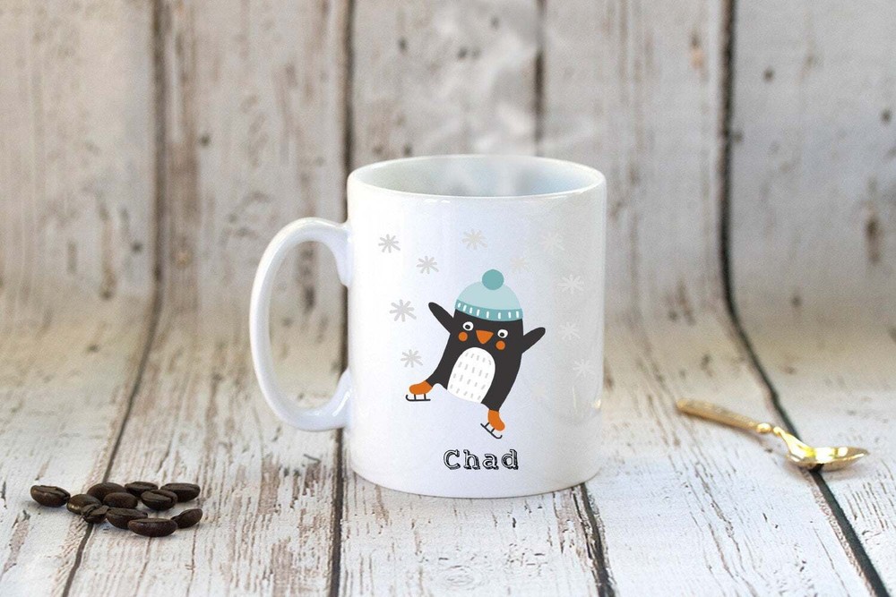 Personalised Penguin Mug Christmas Mug Xmas Gift Penguin Mug Xmas Coffee Mug