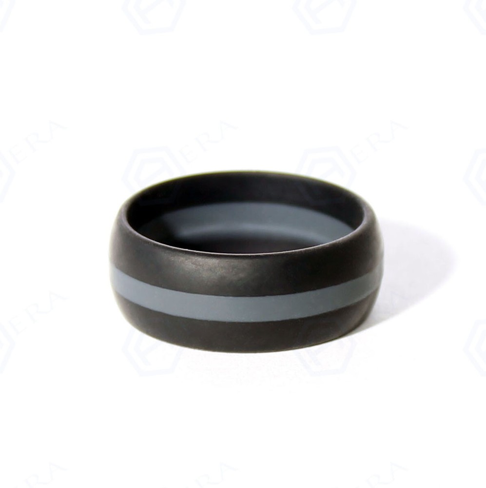 Gray Line Silicone Wedding Band for Active Lifestyles by AERA Rings