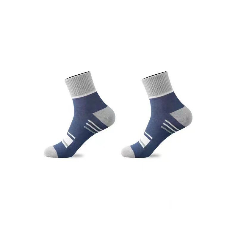 Men's color-blocked striped sweat-wicking breathable mid-calf socks