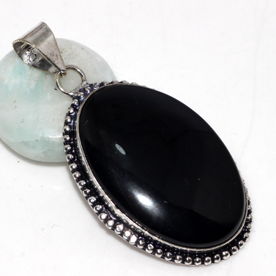 925 Silver Black Onyx Ethnic Handmade Gemstone Pendant Jewelry 2