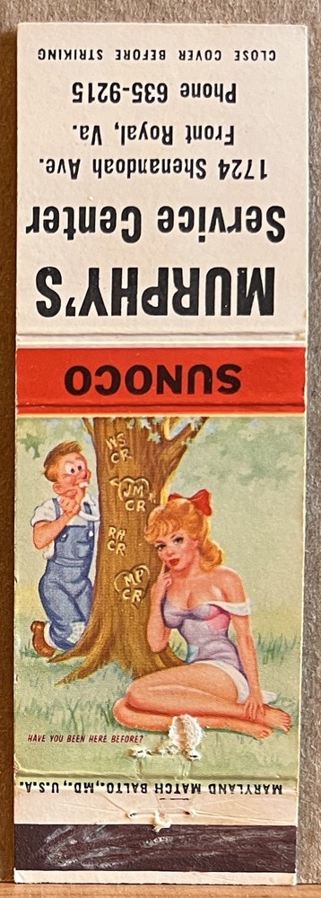 Murphy's Service Station Front Royal VA Virginia Sunoco Vintage Matchbook Cover