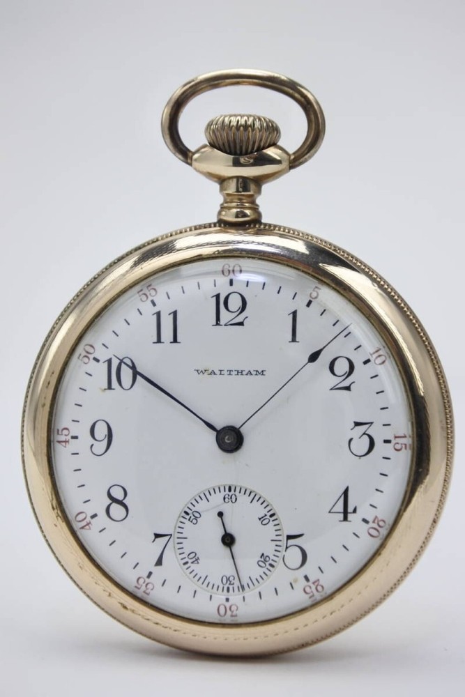 Waltham 15-stone engraving case GF hand-wound pocket watch Collectible Vintage